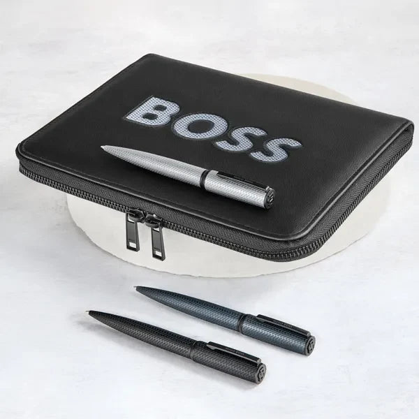 HUGO BOSS, penna a sfera, motivo Arche, grigio