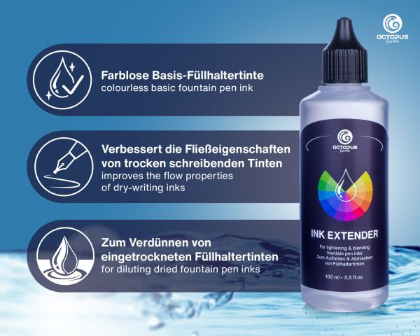 Extender per inchiostri stilografici Octopus Fluids, incolore, per miscelare e schiarire, trasparente, 100 ml