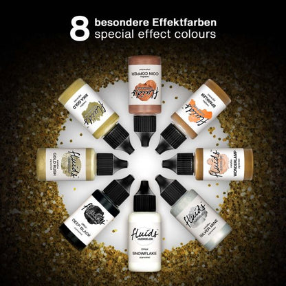 Inchiostro a base alcolica metallizzato Octopus Fluids per Fluid Art e resina Wonderlamp Gold 30 ml
