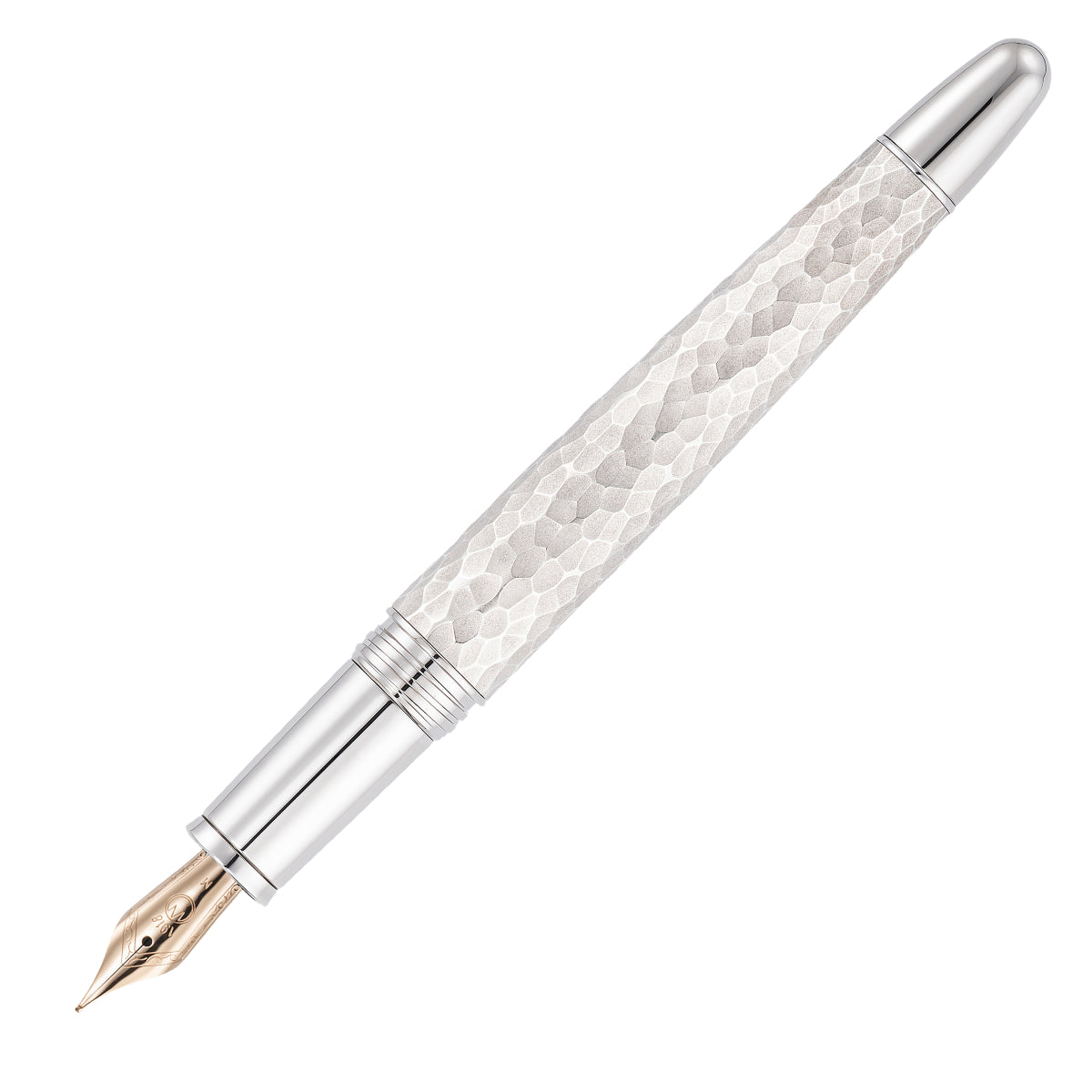 Penna stilografica Waldmann Impact, argento sterling martellato, placcata oro