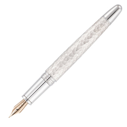 Penna stilografica Waldmann Impact, argento sterling martellato, placcata oro