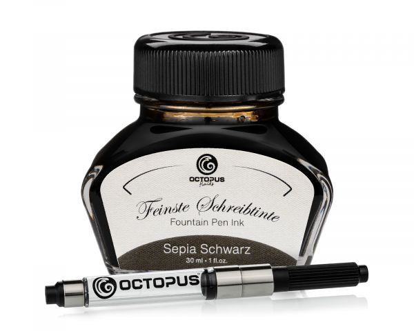 Octopus Fluids Encre d'écriture Classic Sépia Noir avec convertisseur