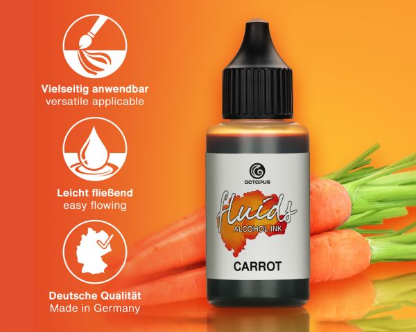 Inchiostro a base di alcol Octopus Fluids per Fluid Art & Resin, arancione carota base, 100 ml