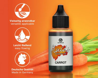Inchiostro a base di alcol Octopus Fluids per Fluid Art & Resin, arancione carota base, 100 ml