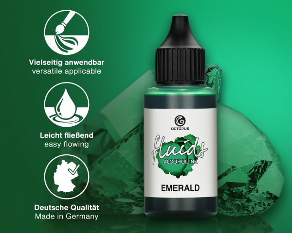 Octopus Fluids Encre à alcool pour Fluid Art & Résine Basic Emeraude 100 ml