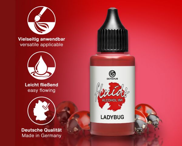 Octopus Fluids Inchiostro a base alcolica Fluid Art Alcohol Inks Basic Ladybug Rosso