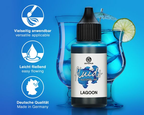 Inchiostro a base di alcol Octopus Fluids per Fluid Art/Resin Octopus Fluids Alcohol Inks Basic Lagoon Blu