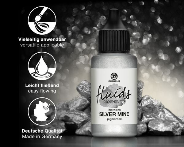 Octopus Fluids Alcohol Ink Metallics Alcohol Ink Silver Mine 100 ml Silber