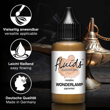 Inchiostro a base alcolica metallizzato Octopus Fluids per Fluid Art e resina Wonderlamp Gold 30 ml
