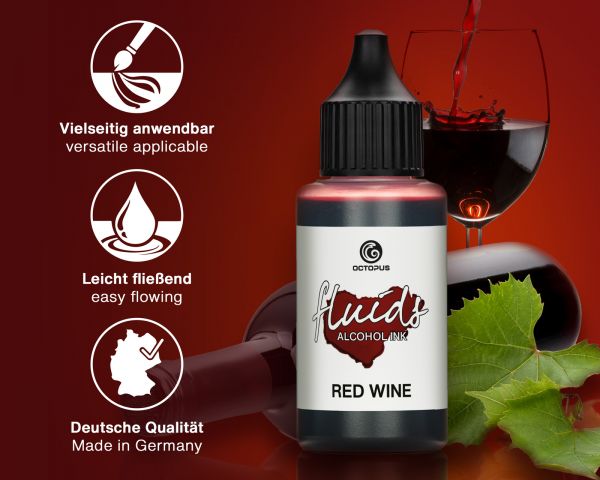 Octopus Fluids encre à alcool Octopus Fluids Alcohol Inks Basic Rouge Vin 100 ml