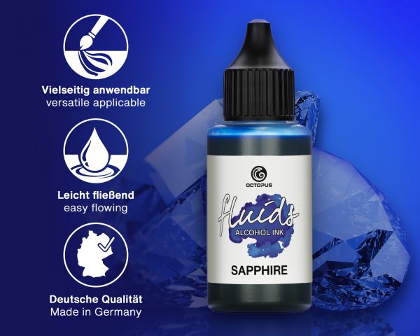 Octopus Fluids Alkoholtinte Alcohol Ink Blue Sapphire blau