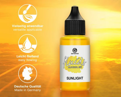 Octopus Fluids Alkoholtinte Octopus Fluids Alcohol Inks Basic Sunlight Gelb, 100 ml