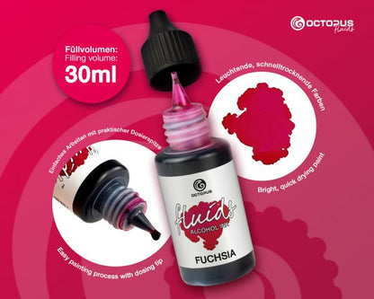 Encre à alcool Octopus Fluids pour Fluid Art, résine et Mixed Media Fuchsia