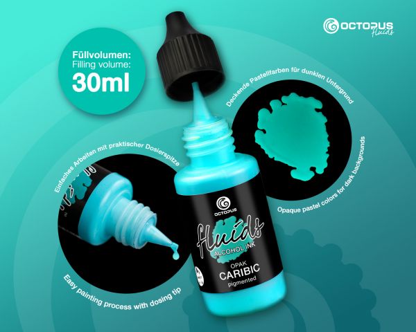 Encre Alcool Octopus Fluids OPAQUE Bleu Caraïbes