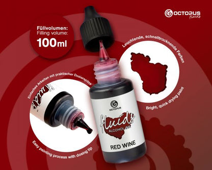 Octopus Fluids encre à alcool Octopus Fluids Alcohol Inks Basic Rouge Vin 100 ml