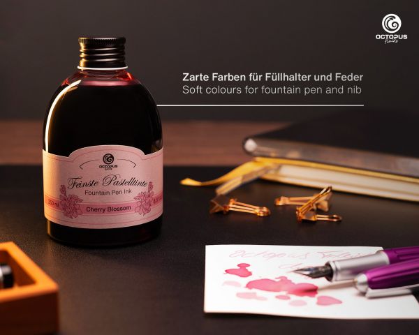 Inchiostro per penna stilografica Octopus Fluids, pastello, rosa Cherry Blossom, 250 ml