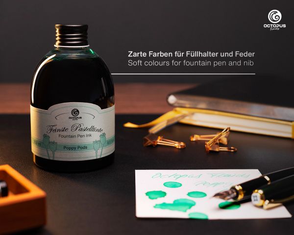 Octopus Fluids Encre pour stylo plume vert pastel Poppy Pods 250 ml