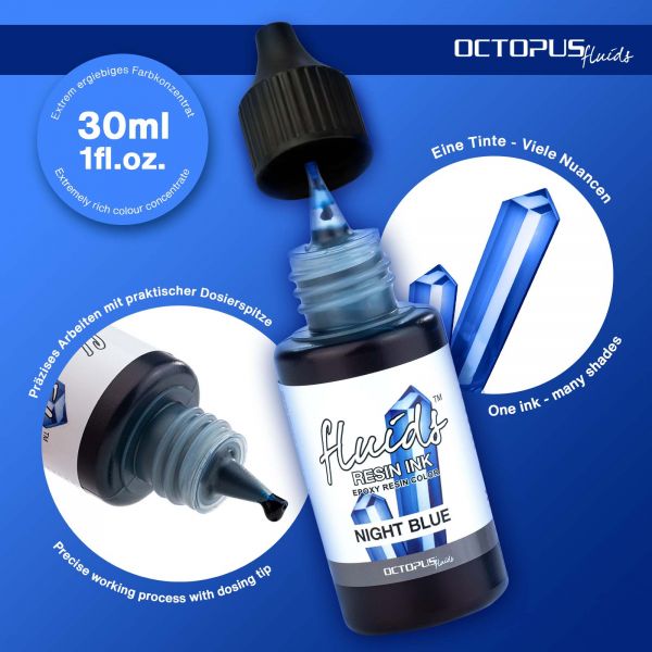 Octopus Fluids Resin Ink Night Blue transparentes Blau alkoholbasierte Farbtinte