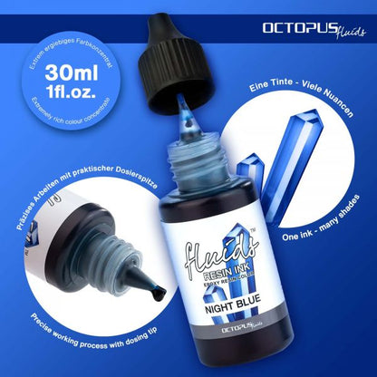 Octopus Fluids Resin Ink Night Blue transparentes Blau alkoholbasierte Farbtinte