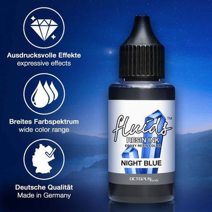 Octopus Fluids Resin Ink Night Blue transparentes Blau alkoholbasierte Farbtinte