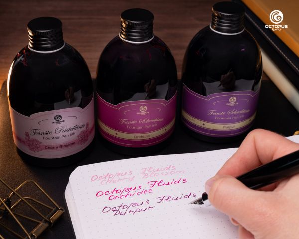 Inchiostro per penna stilografica Octopus Fluids, pastello, rosa Cherry Blossom, 250 ml