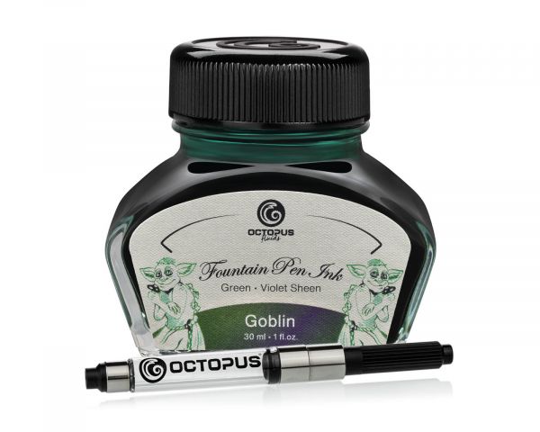 Octopus Fluids Füllhaltertinte Sheen Ink Octopus Sheen Ink Goblin Grün mit violettem Metallic-Sheen, 30 ml, mit Konverter