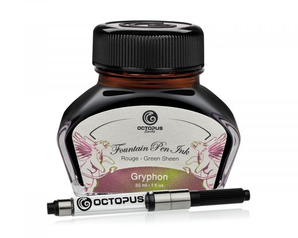 Octopus Fluids Encre pour stylo plume Sheen Ink Collection Gryphon Marron avec convertisseur 30 ml