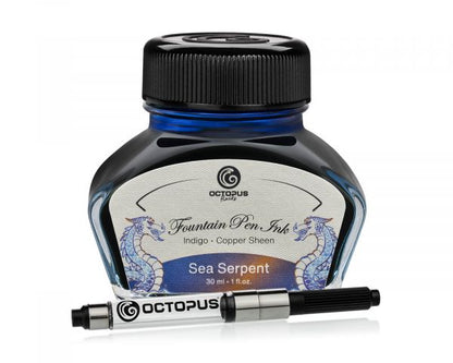 Encre pour stylo plume Octopus Fluids Collection Sheen Bleu Sea Serpent Édition limitée 30 ml