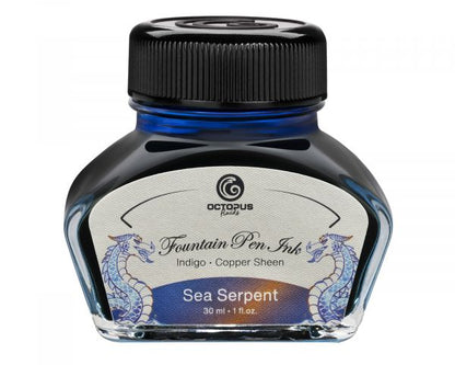 Inchiostro per penna stilografica Octopus Fluids Sheen Ink Sea Serpent blu con sheen metallizzato