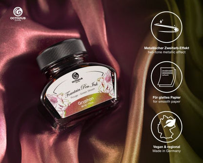 Octopus Fluids Encre pour stylo plume Sheen Ink Collection Gryphon Marron avec convertisseur 30 ml