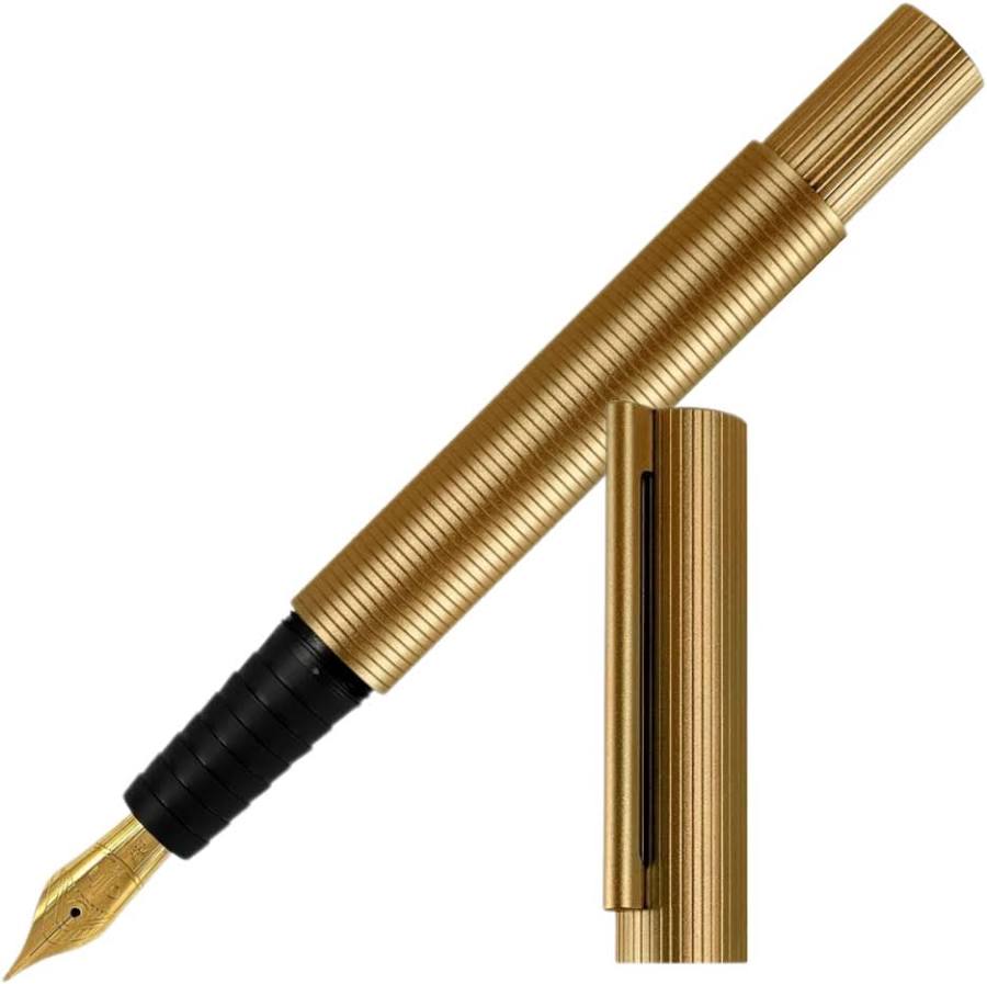 Otto Hutt, Stilografica Design 08 Pull & Twist, design di Mark Braun, astuccio in pelle incluso, pennino 18K, oro