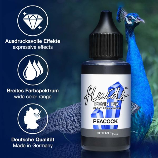 Octopus Fluids Resin Ink PEACOCK blu trasparente