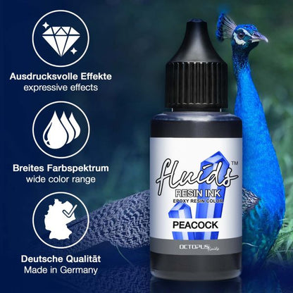 Octopus Fluids Resin Ink PEACOCK blu trasparente