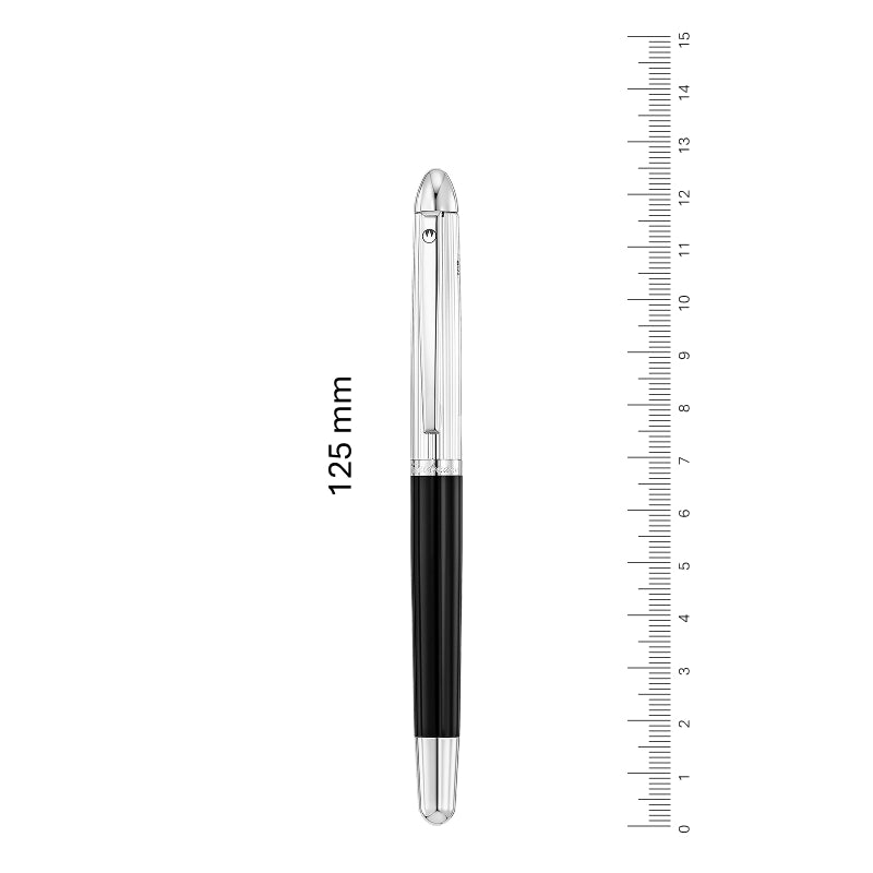 Waldmann, Pocket Füller, Linien, lackiert, 18K Feder, schwarz