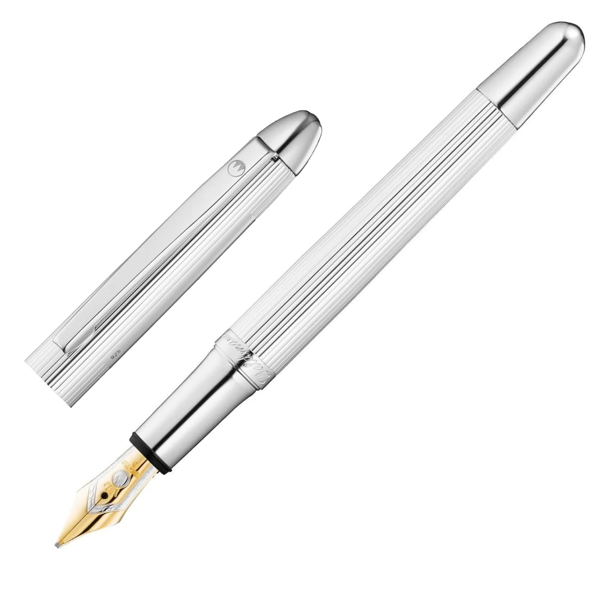 Waldmann, stylo de poche, lignes, plume 18K, argent