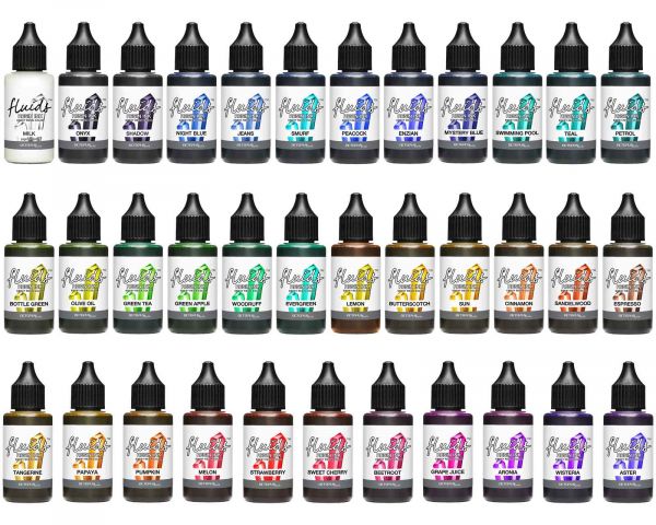 Set di inchiostri Octopus Fluids Resin Ink, 35x 30 ml, inchiostro a base alcolica per resina epossidica e resina UV