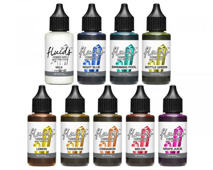 Octopus Fluids Resin Ink Set LIGHT 9x 30 ml 8 transparente Farbtöne plus Weiß