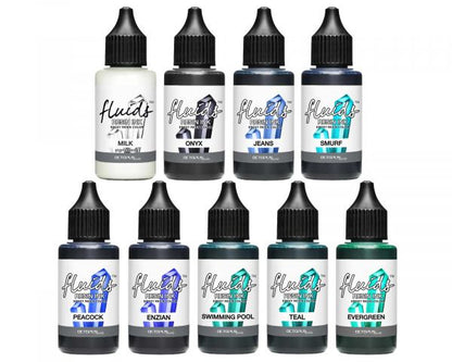 Octopus Fluids Resin Ink Set BLEU 9x30 ml Encres à base d'alcool pour résine