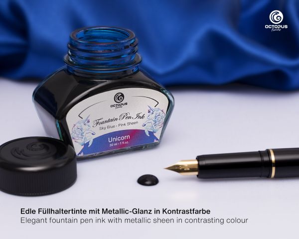 Octopus Fluids Inchiostro per stilografica collezione Sheen Ink Unicorn Blue Edizione Limitata 30 ml