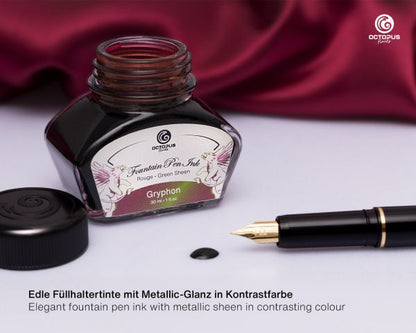Octopus Fluids Encre pour stylo plume Sheen Ink Collection Gryphon Marron avec convertisseur 30 ml