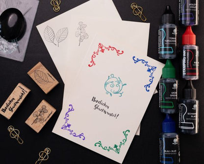 Octopus Fluids GmbH & Co. KG Set di inchiostri per timbri a base d'acqua senza olio, colori nero, blu, verde, rosso, viola