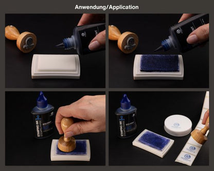Inchiostro per timbri a base solvente Octopus Fluids Lenizett per superfici lisce Blu (trasparente)