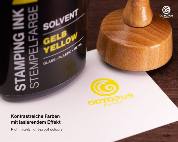 Octopus Fluids GmbH & Co. KG Stempelfarbe Lenizett Solvent für glatte Untergründe Gelb lasierend