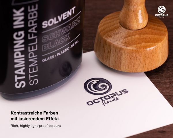Inchiostro per timbri Octopus Fluids collezione solvente Lenizett nero velato