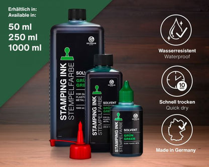 Lenizett Solvent Stempelfarbe glatte Untergründe, grün lasierend, 50 ml