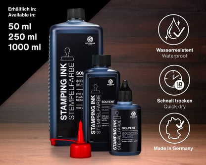 Inchiostro per timbri Octopus Fluids collezione solvente Lenizett nero velato