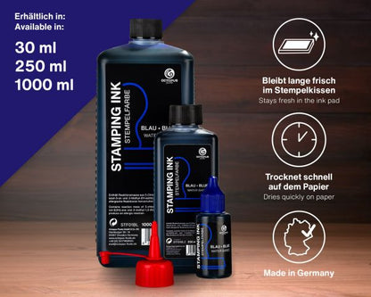 Octopus Fluids GmbH & Co. KG Set di inchiostri per timbri a base d'acqua senza olio, colori nero, blu, verde, rosso, viola