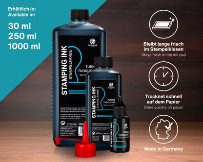 Encre pour tampons Octopus Fluids pour tampons encreurs et tampons auto-encreurs sans huile, turquoise