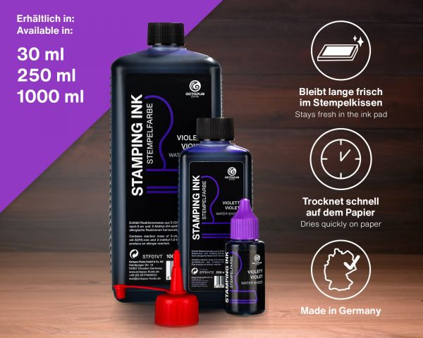 Inchiostro per timbri Octopus Fluids senza olio viola 30 ml