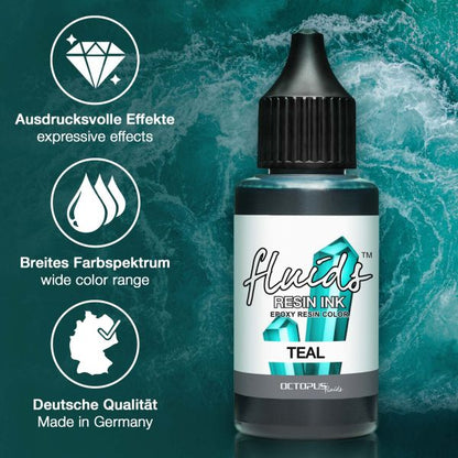 Octopus Fluids Resin Ink TEAL inchiostro alcolico ottimizzato per resina turchese trasparente